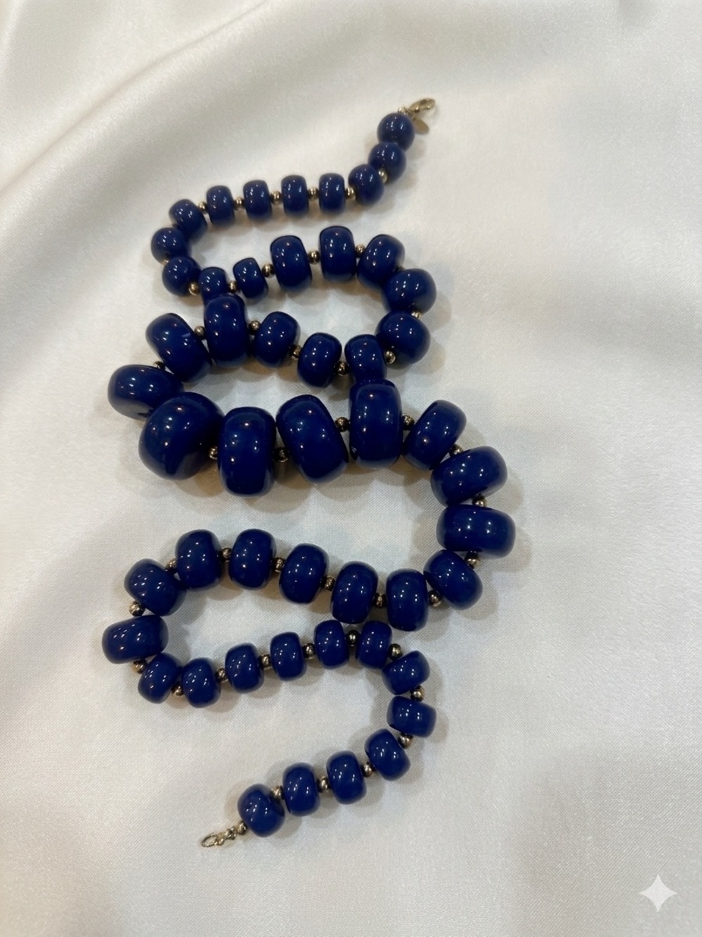 Vintage KJL Kenneth Jay Lane Cobalt Blue Resin Bead Necklace Unbranded Earrings - Picture 7 of 13